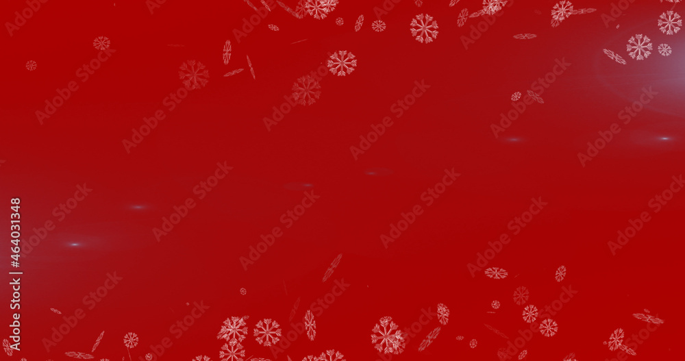 Image of falling snowflakes on red background