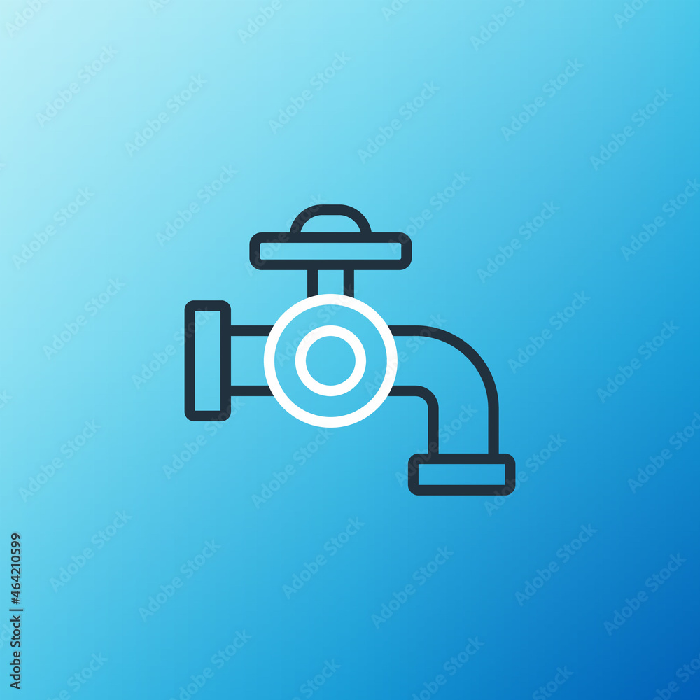 Line Water tap icon isolated on blue background. Colorful outline concept. Vector