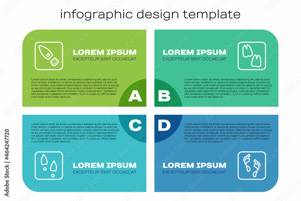 设定线人类足迹鞋和骆驼爪。商业信息图模板。矢量