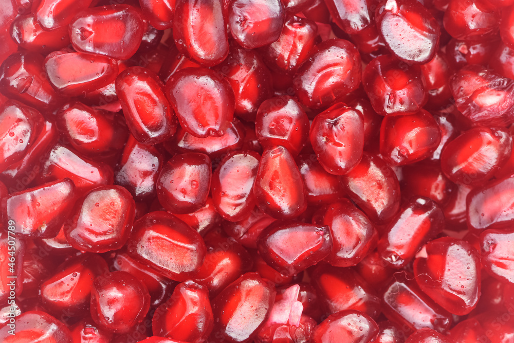 Macrophotograph of ripe pomegranate seeds