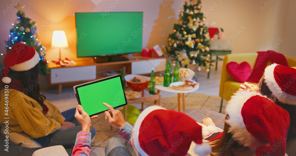 friends watch TV while Christmas