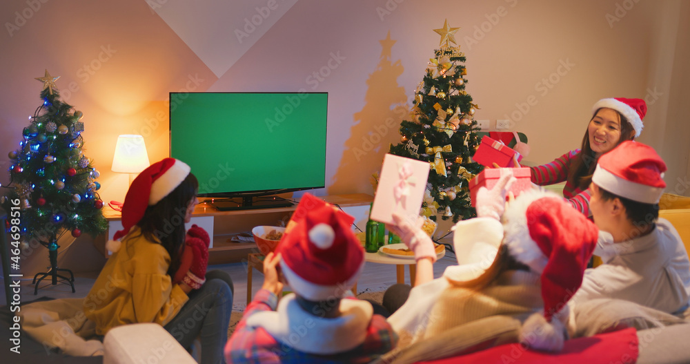 friends watch TV while Christmas