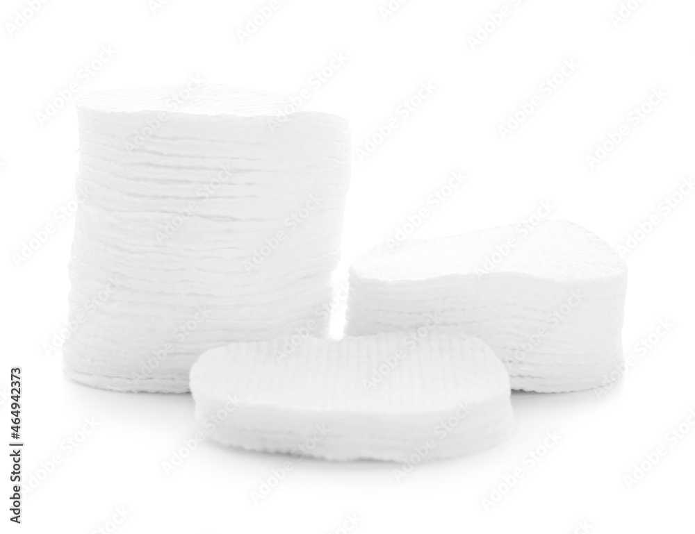 New clean cotton pads on white background