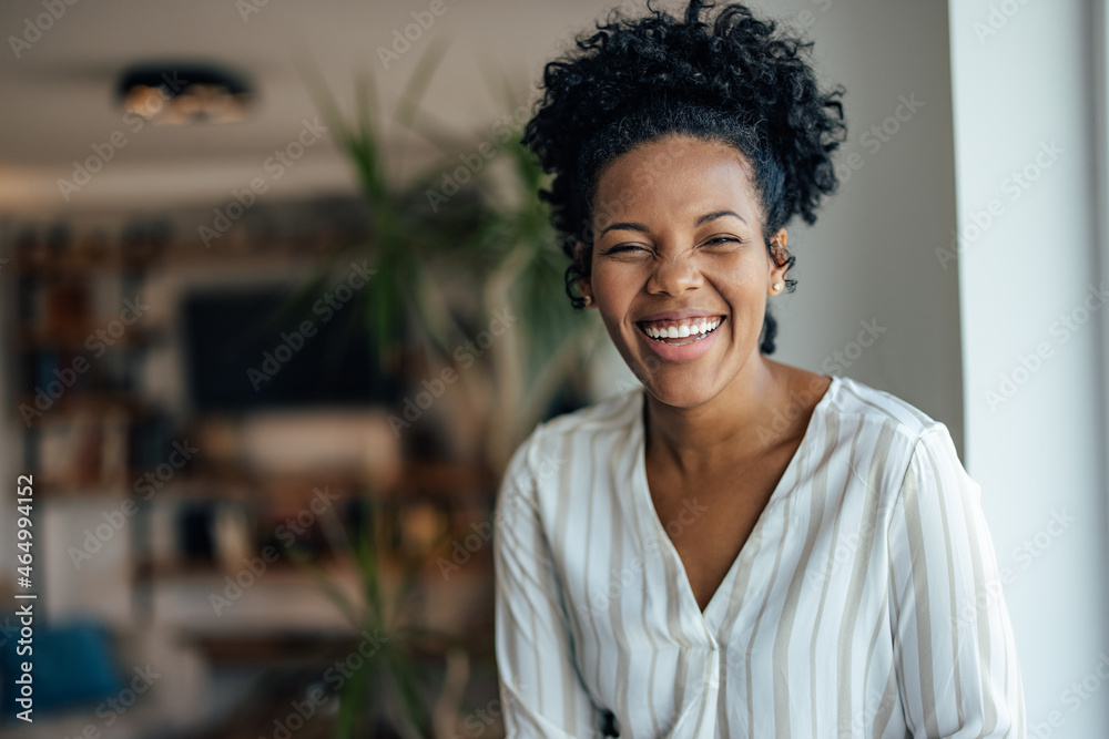 Adult woman, making herself laugh.