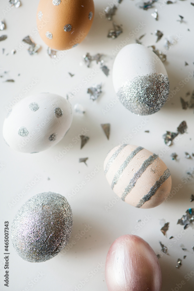 Closeup of easter eggs