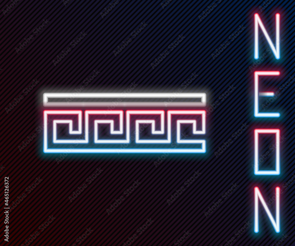 Glowing neon line Ancient Greek pattern icon isolated on black background. Colorful outline concept.