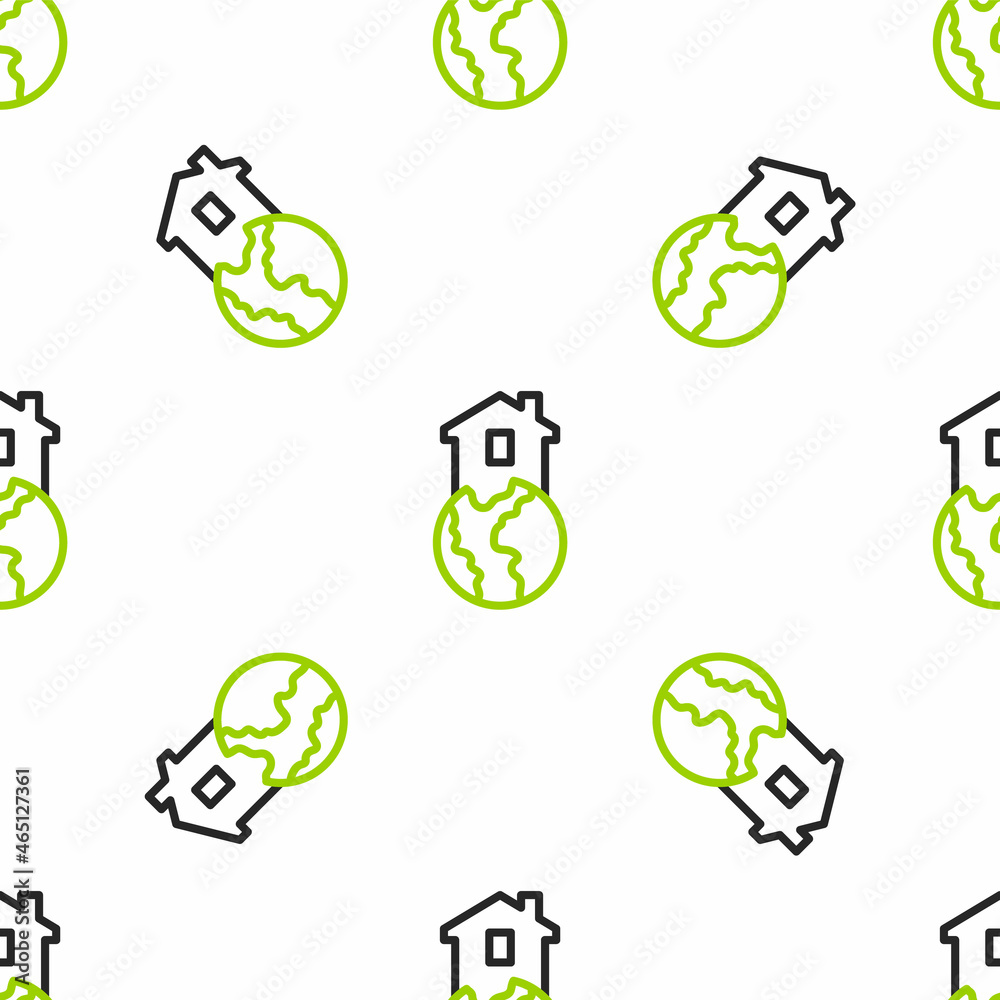 Line Shelter for homeless icon isolated seamless pattern on white background. Emergency housing, tem