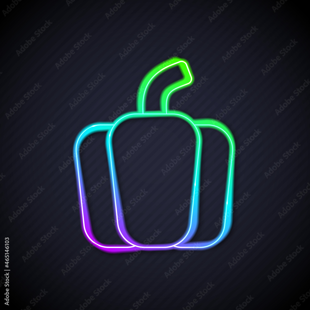 Glowing neon line Bell pepper or sweet capsicum icon isolated Glowing neon line background. Vector