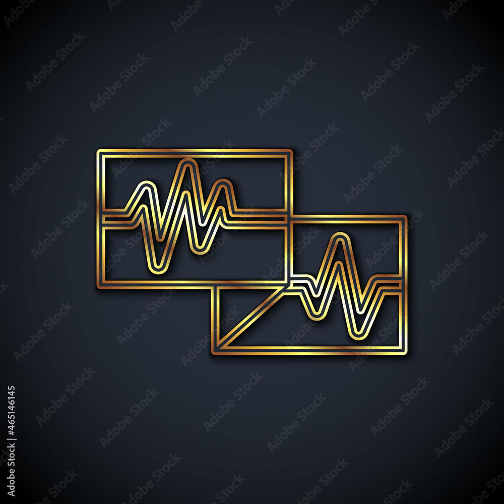 带心电图图标的黑线计算机监视器。监视器图标。ECG m