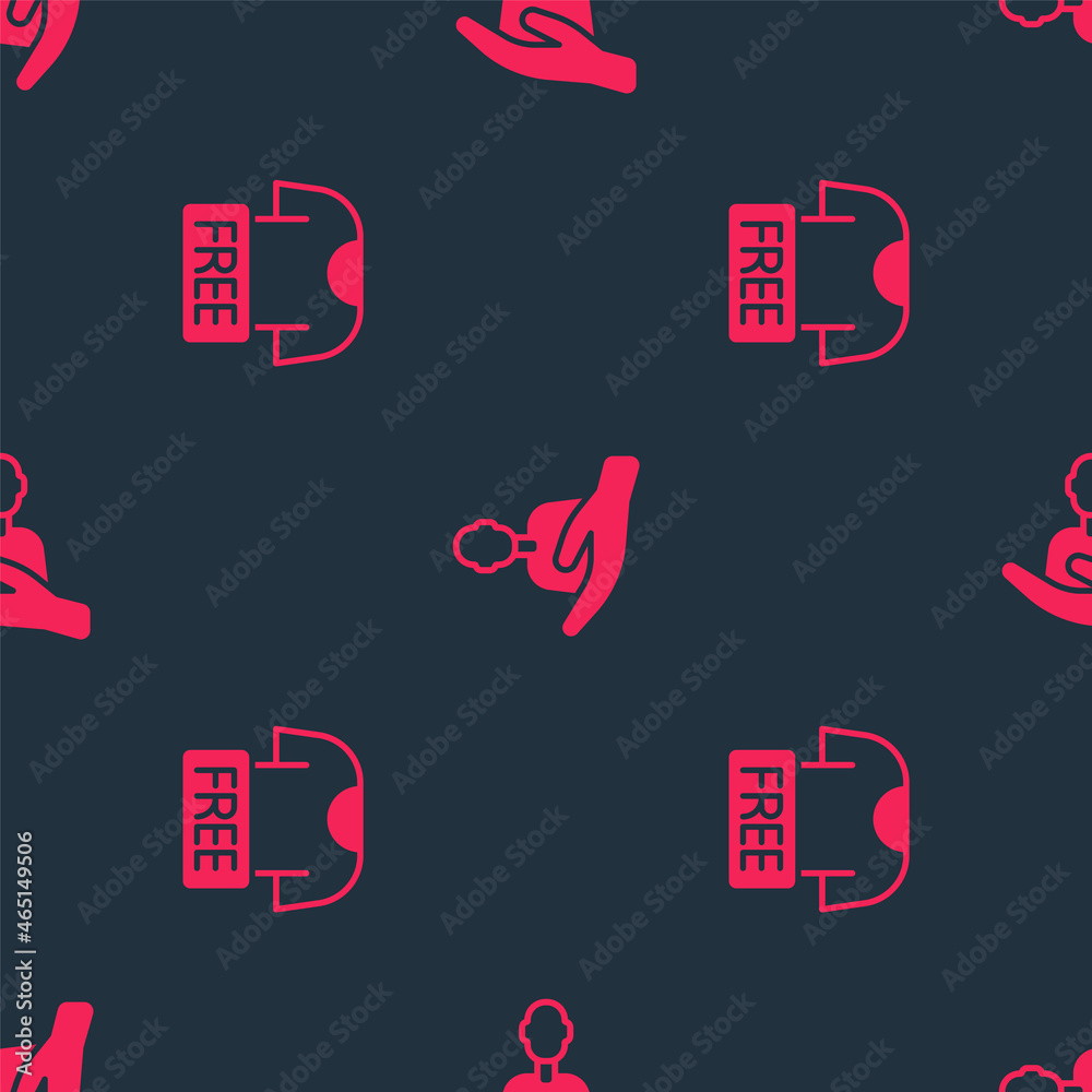 Set Clothes donation and Caring for people on seamless pattern. Vector