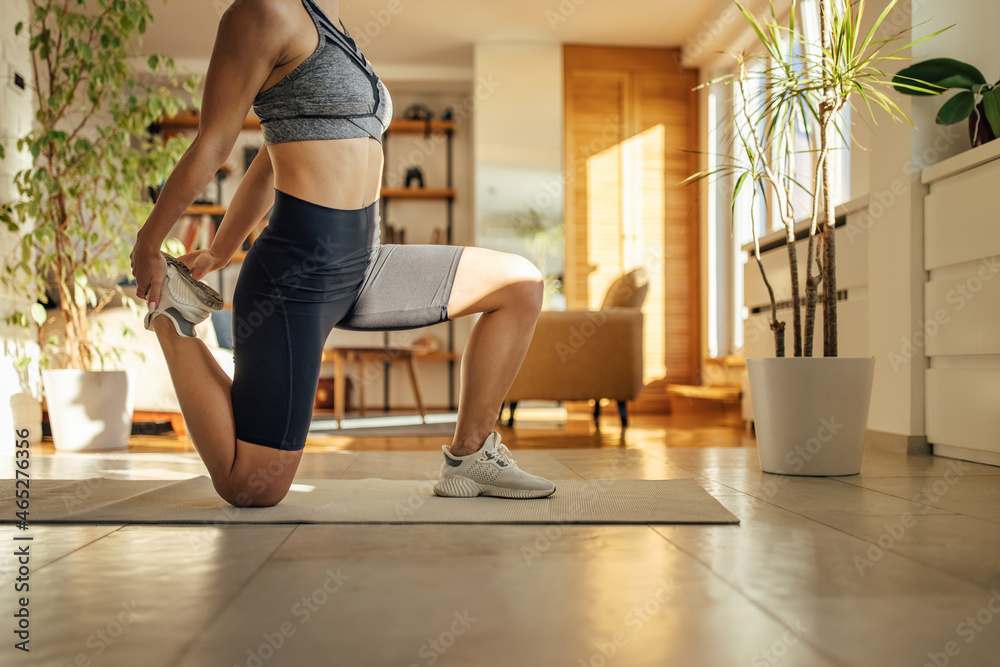 Shot of young woman, keeping her posture straight.