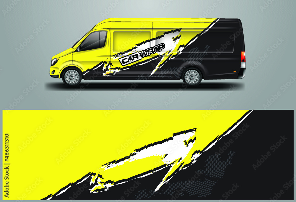 Car Wrap Company Design Vector.车辆交付的图形背景设计