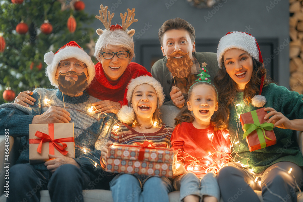 family celebrating Christmas