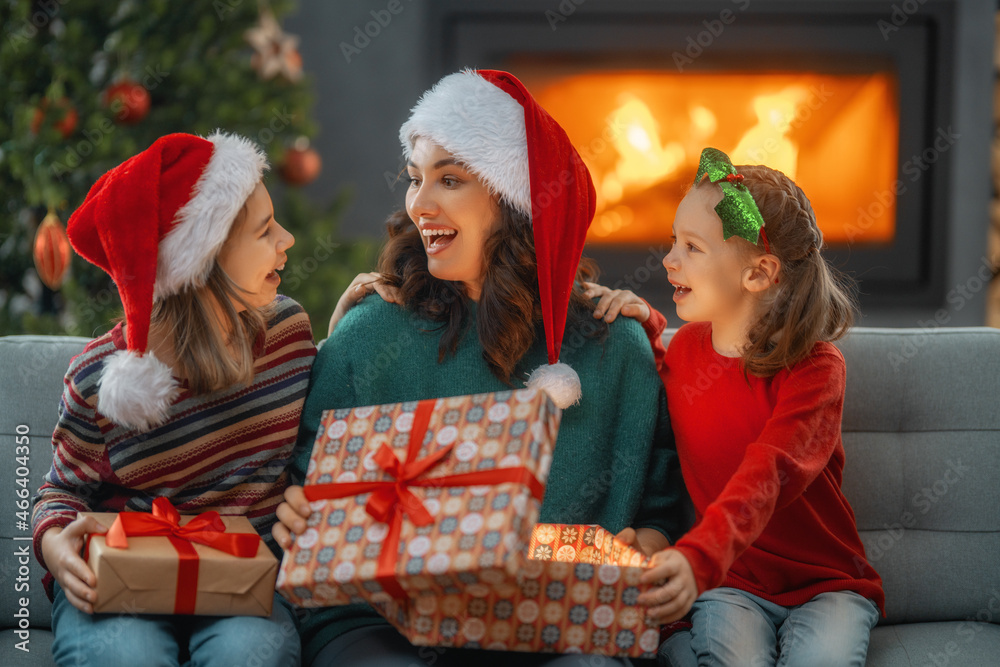 family celebrating Christmas