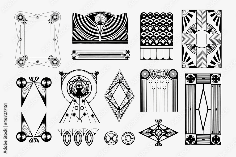 Vintage black and white patterned ornament vector art print, remix from artworks by Samuel Jessurun 