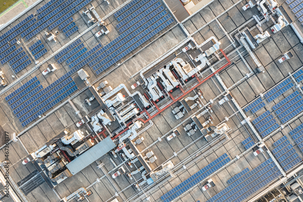 solar power station on factory rooftop