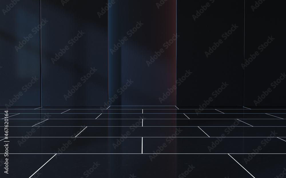 Empty room with black background, 3d rendering.