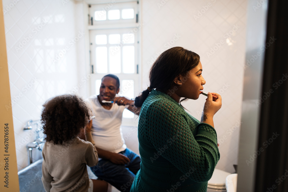 African descent family house morning routine