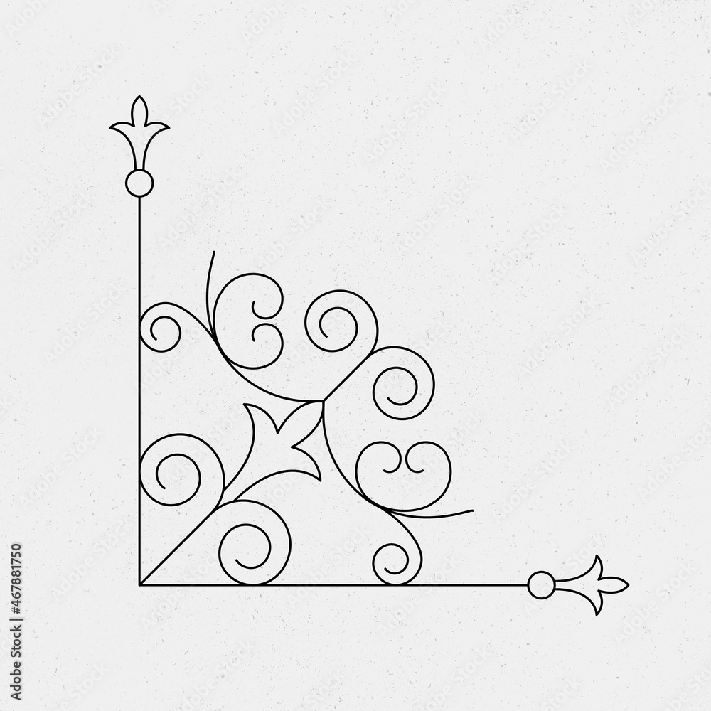 Vintage ornamental corner vector in black