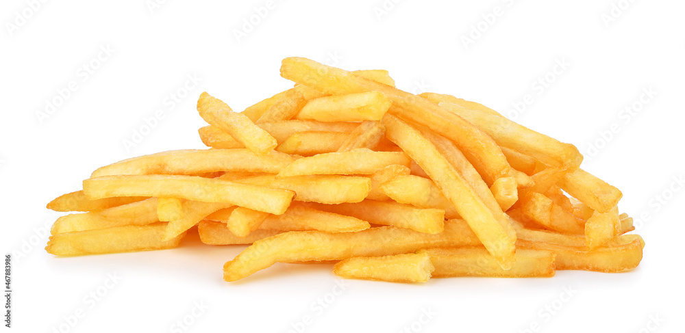 French fries isolated on white background.