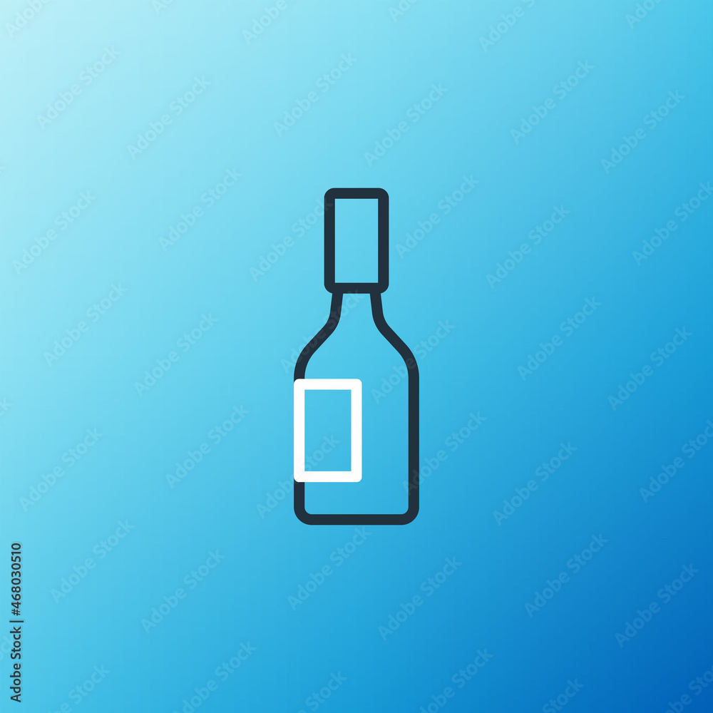 Line Tabasco sauce icon isolated on blue background. Chili cayenne spicy pepper sauce. Colorful outl