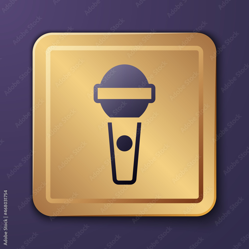 Purple Microphone icon isolated on purple background. On air radio mic microphone. Speaker sign. Gol