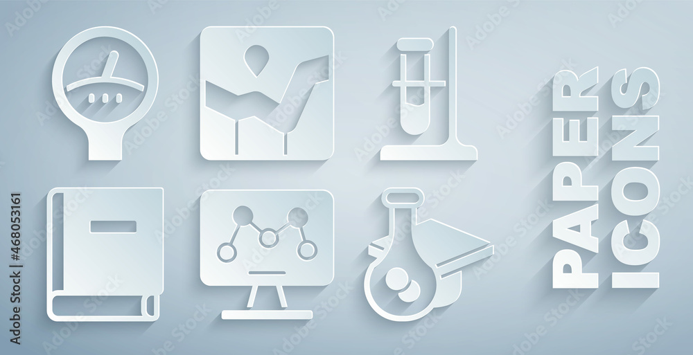 设置基因工程，试管烧瓶在支架上，科学书籍，毕业帽，图表信息图表