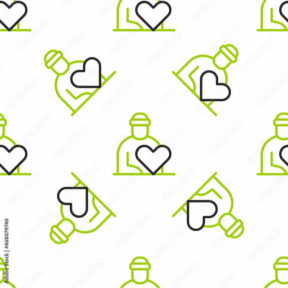 Line Volunteer icon isolated seamless pattern on white background. Care, love and good heart communi