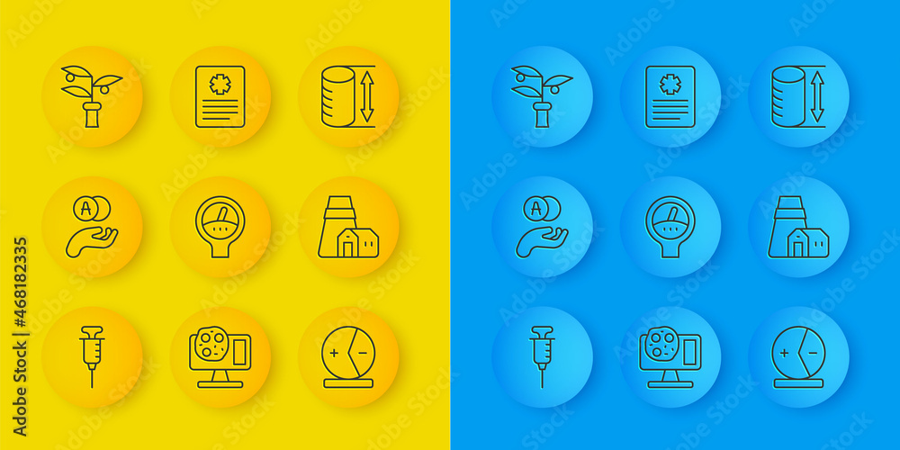 Set line Syringe, Atom, Gauge scale, Power station plant, Plant breeding, Height geometrical figure 