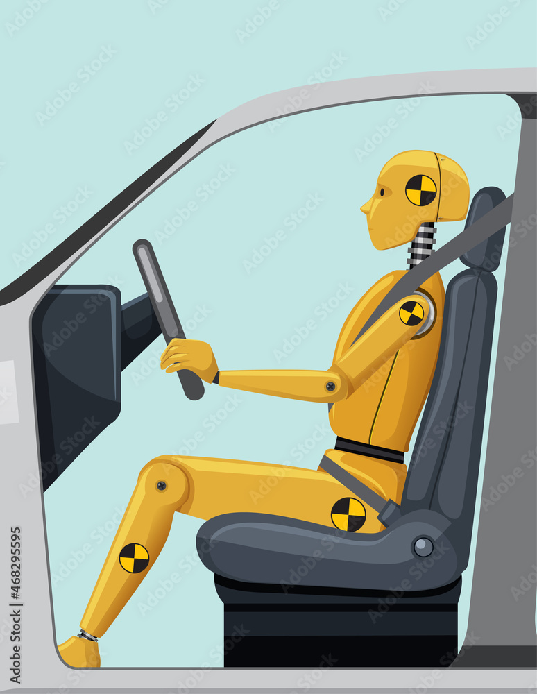 Crash test dummy in the car