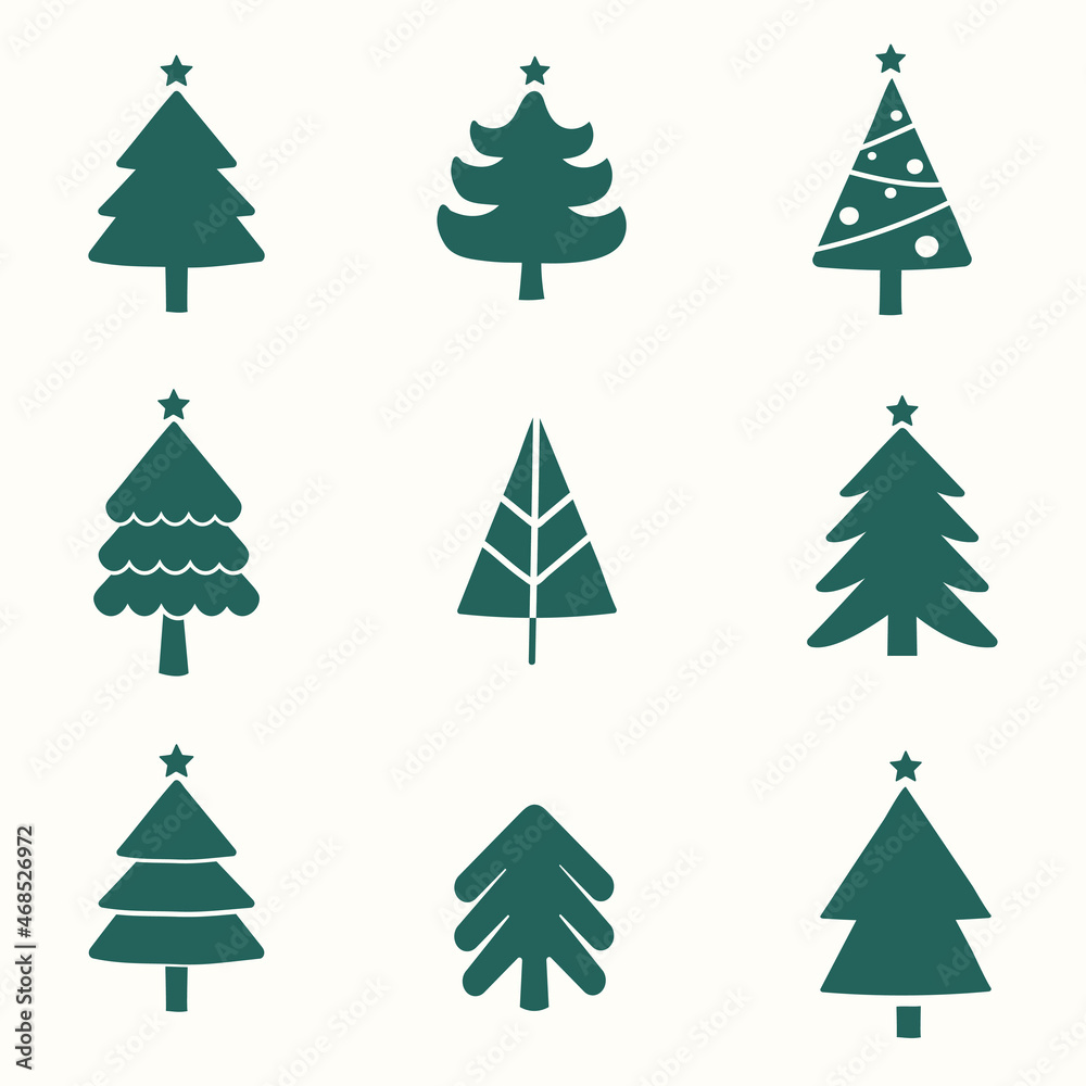 Set of Christmas tree design elements vector