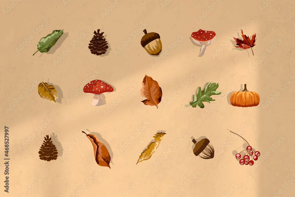 Autumn design elements vector set