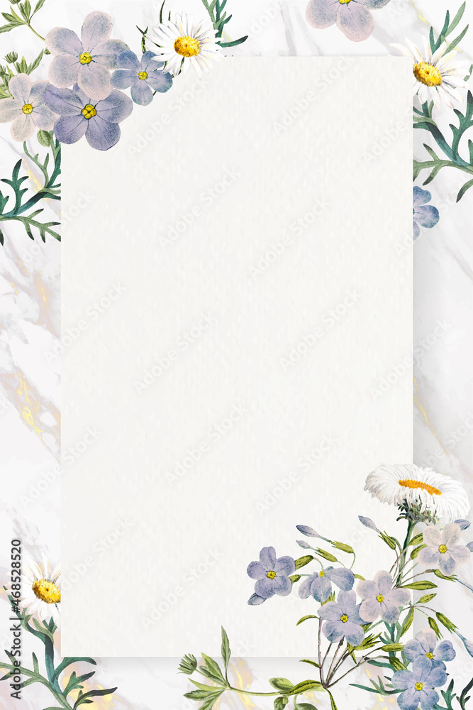 Blank floral rectangle frame vector