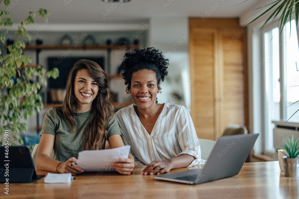 Cheerful businesswomen, starting their company