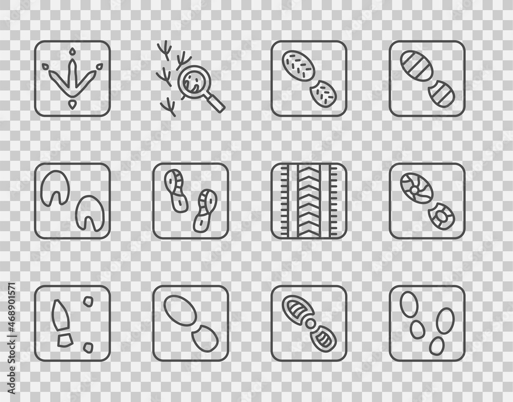 设定人类足迹鞋、鸡爪和图标。矢量