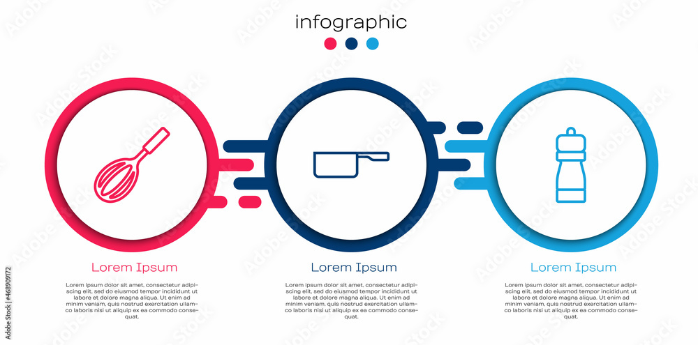 套装厨房搅拌器、洋葱和胡椒。商业信息图模板。矢量