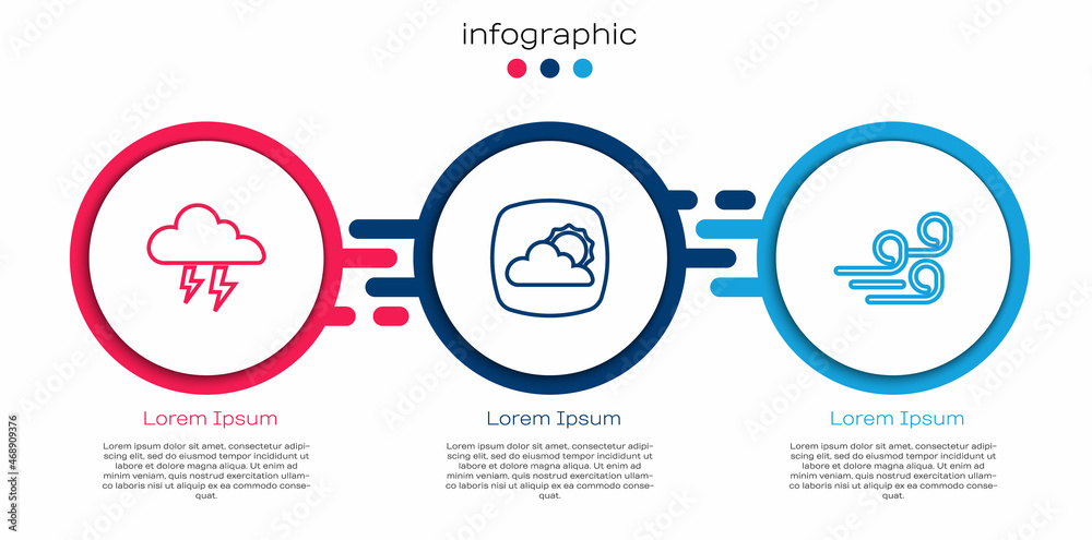 设置风暴、天气预报和大风天气。商业信息图模板。矢量