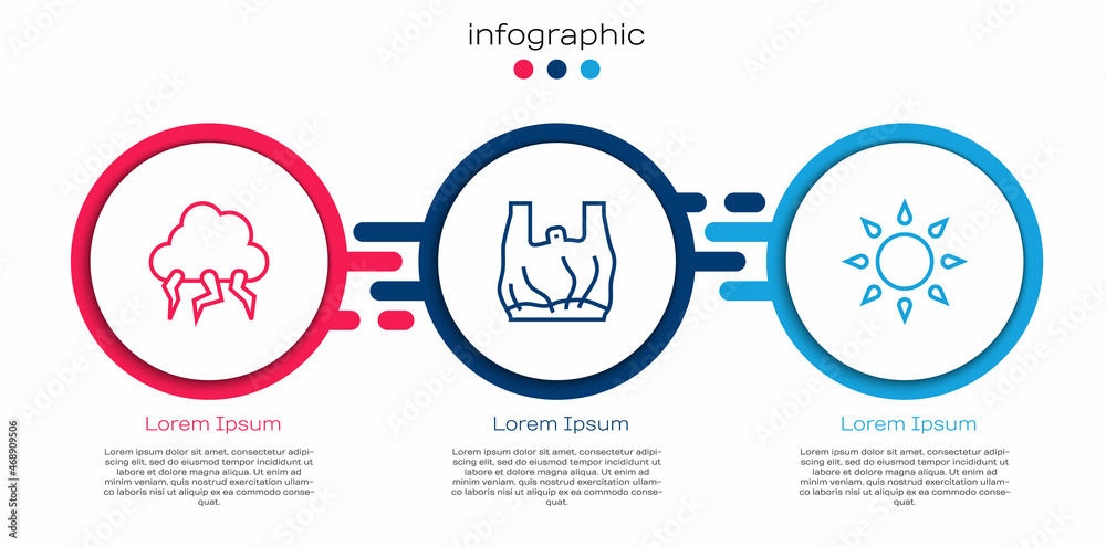 设线风暴，说不塑料袋海报和太阳。商业信息图模板。矢量