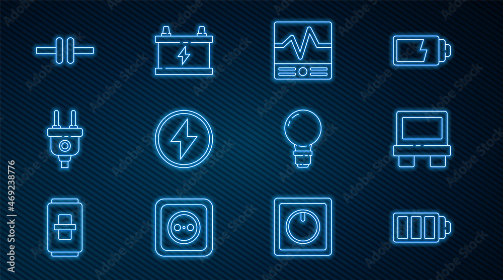 Set line Battery charge level indicator, Fuse, Electrical measuring instruments, Lightning bolt, plu