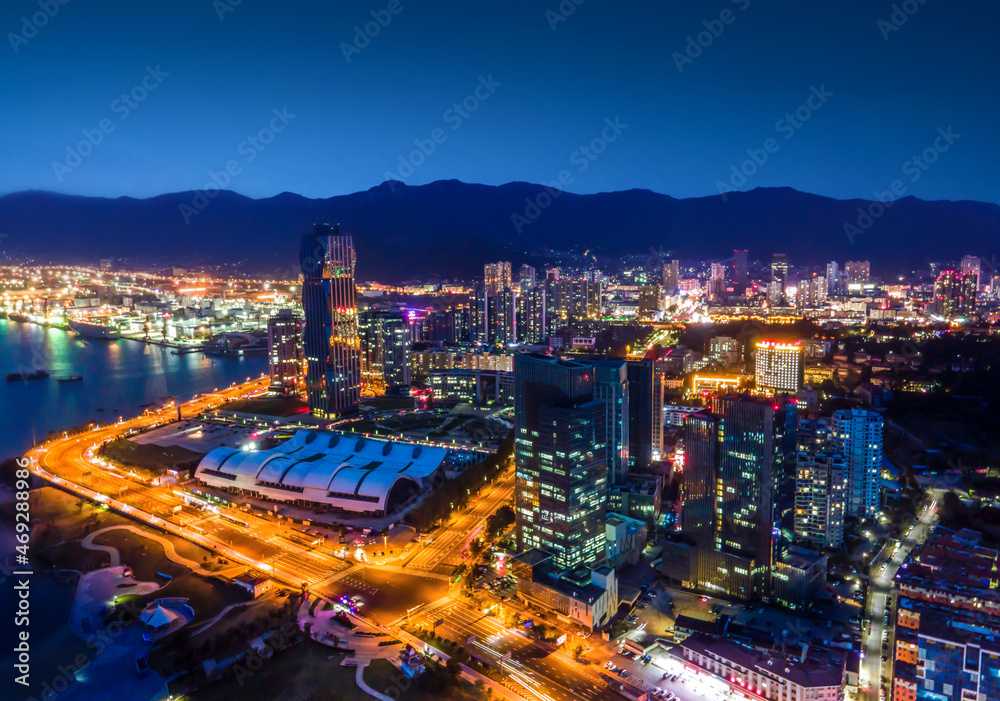 连云港城市夜景航拍