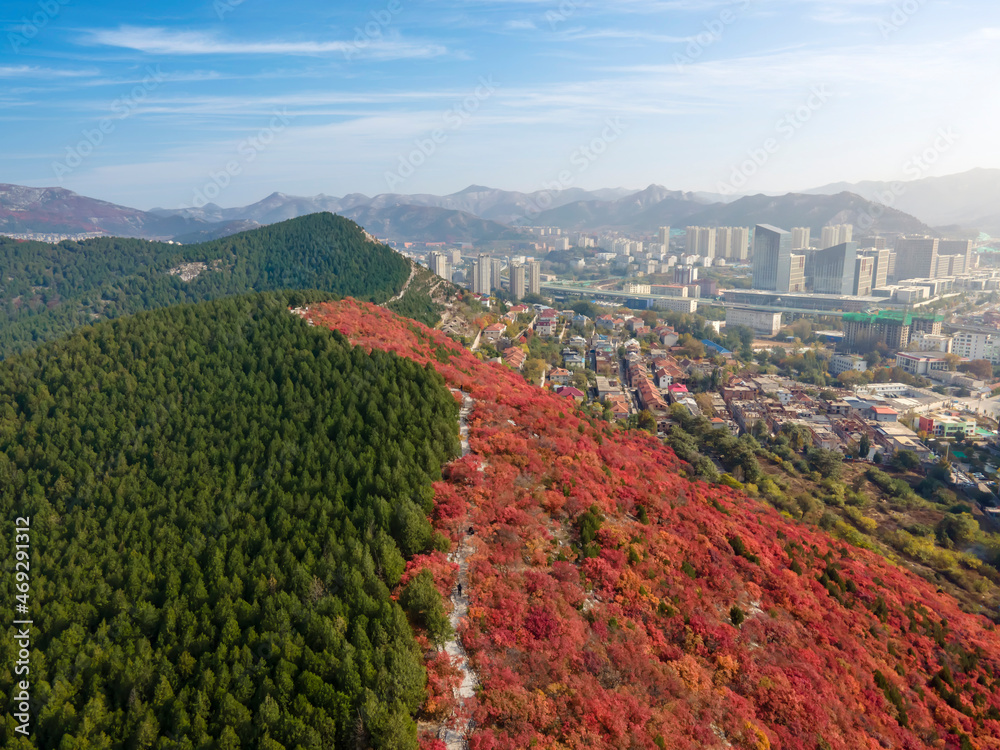 Aerial photography of natural scenery in Jinan Nanshan Park