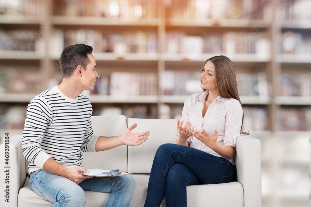 Woman school psychologist, teacher, social worker, mentor working with a patient