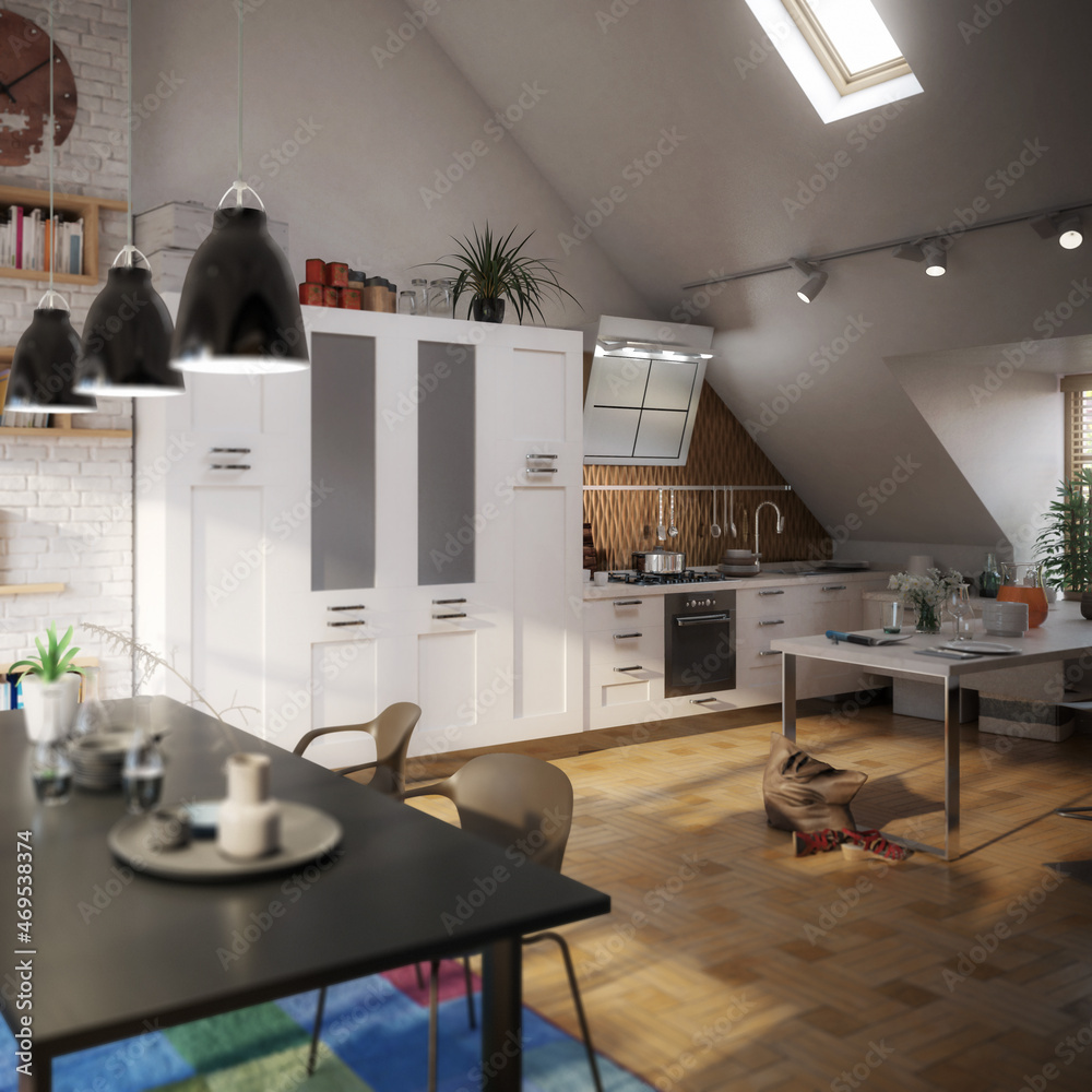 Attic Loft Conversion in Design (focus) - 3d visualization