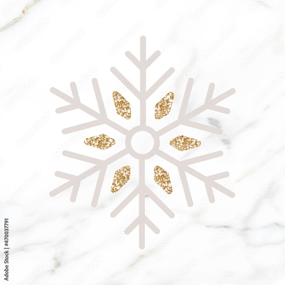 Glittery golden snowflake social ads template vector