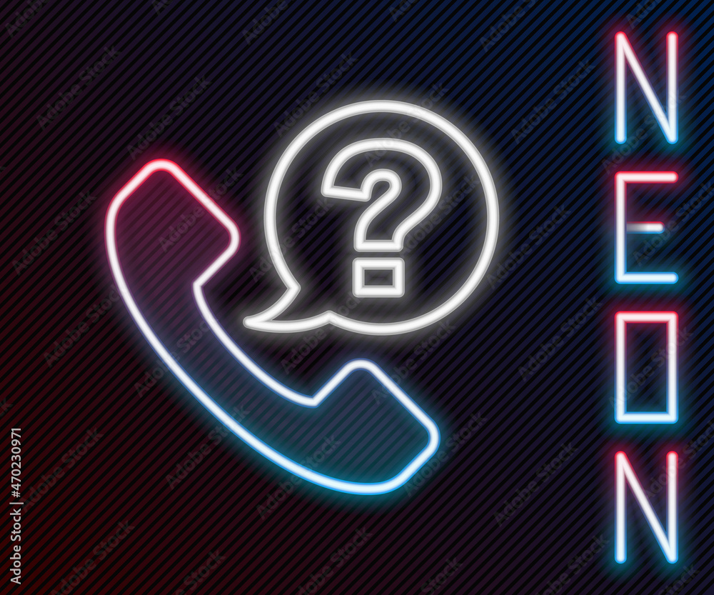 Glowing neon line Telephone 24 hours support icon isolated on black background. All-day customer sup