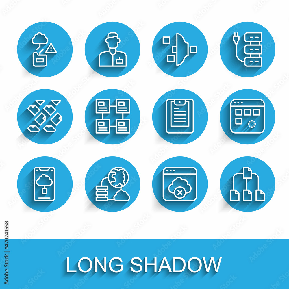 Set line Cloud technology data transfer, Network cloud connection, Failed access storage, Folder tre