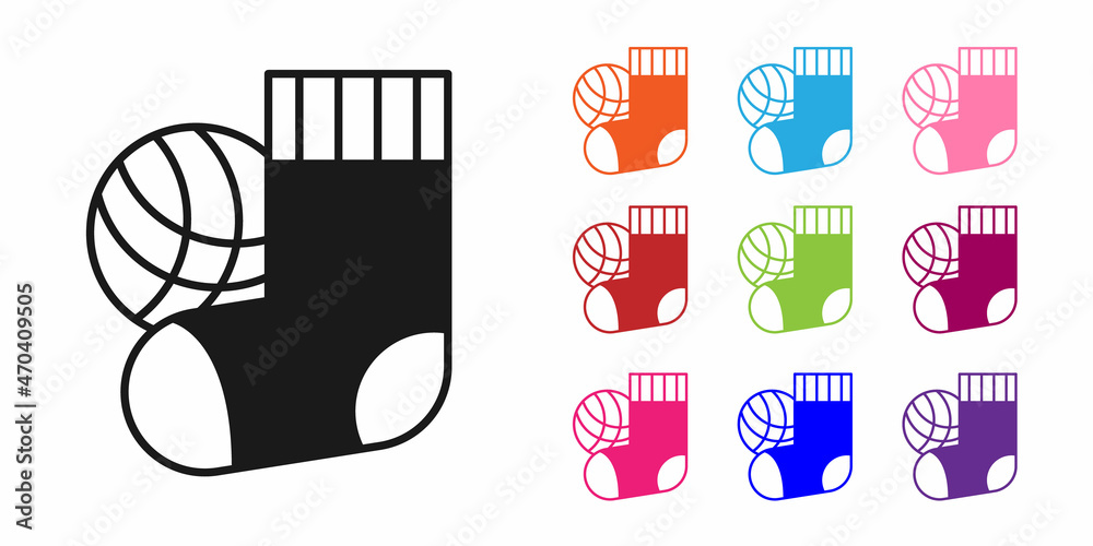 黑色袜子图标隔离在白色背景上。将图标设置为彩色。矢量