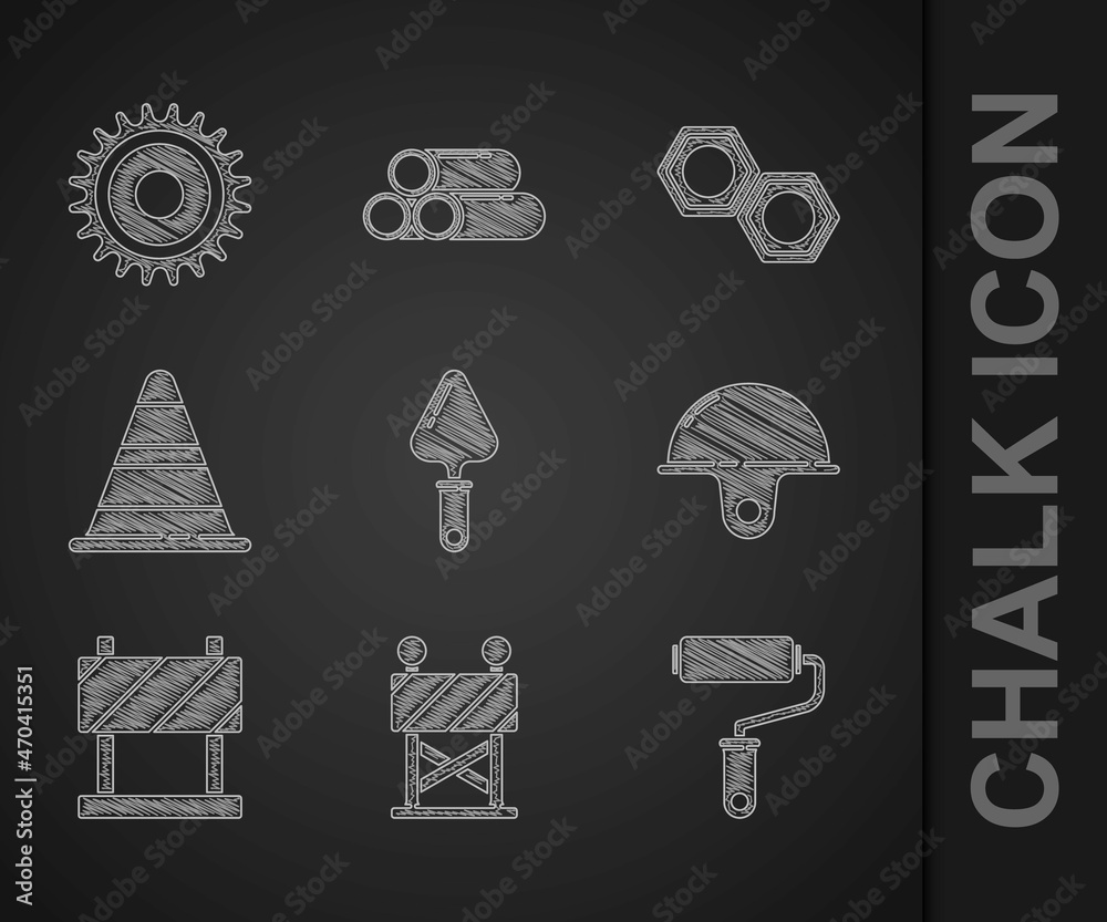 Set Trowel，Road barrier，Paint roller brush，Worker safety helmeter，Traffic cone，Hexagonal metal nu（设置