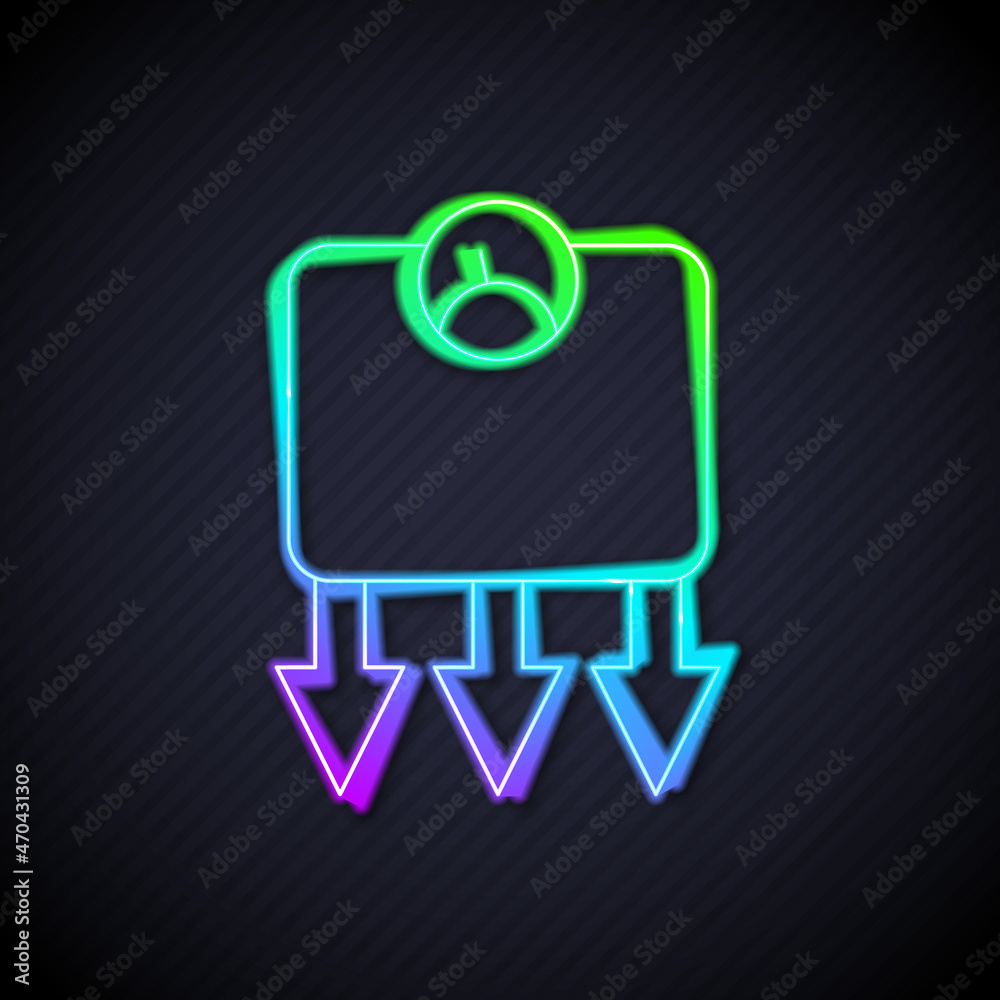 Glowing neon line Weight loss icon isolated on black background. Vector