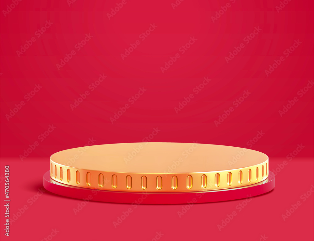 3d coin shaped round podium